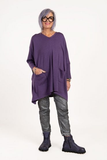 Purple Knitted Oversized Pullover