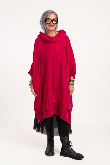 Fuchsia Pink Velvet Tunic-Dress 