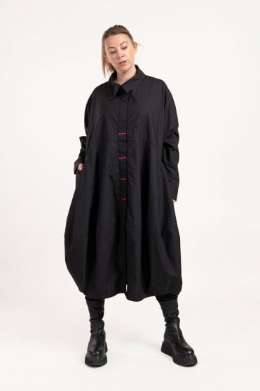 Black Oversized Shirt Dress 