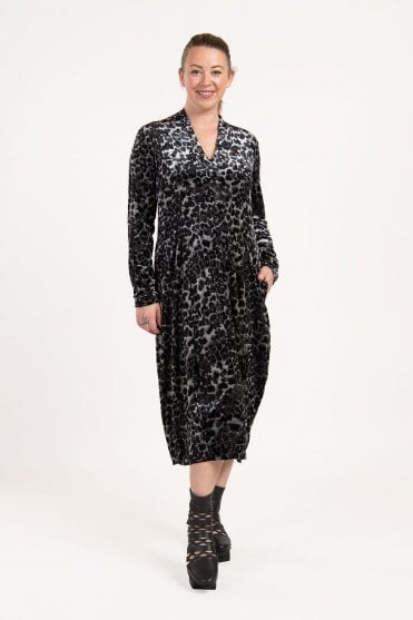 Pewter Leopard Cocoon Dress
