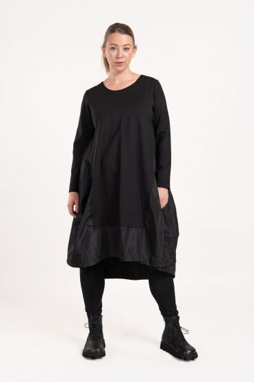 Black Jersey & Taffeta Dress