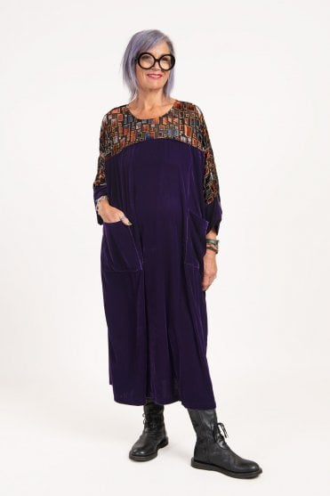Purple Velvet Jewel Devore Dress