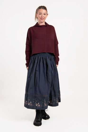 Burgundy Knitted Milan Cropped Pullover