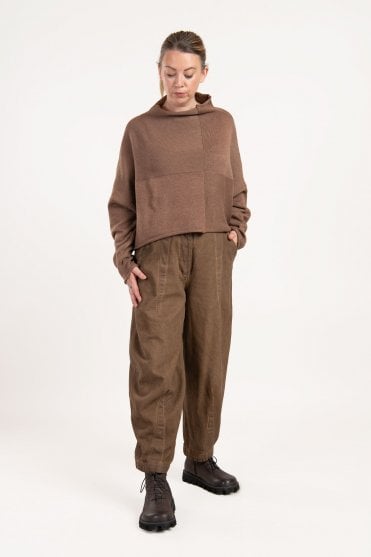 Hazelnut Knitted Milan Cropped Pullover