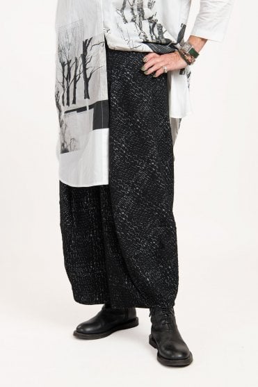 Black Waffle Stretch Trousers  