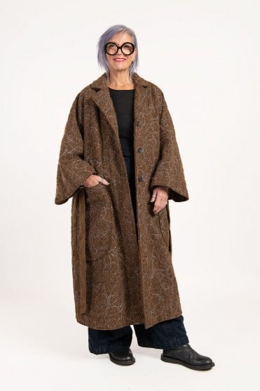 Embroidered Textured Coat 