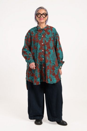 Teal Flock Jacquard Overshirt