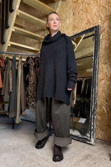 Black Tussah Silk Pullover