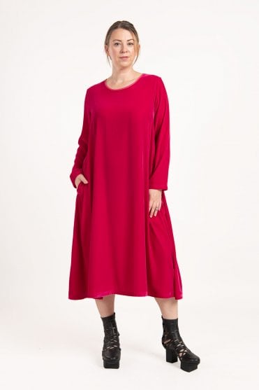 Fuchsia Velvet Fit And Flare Dress