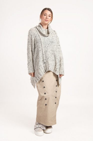 Salt & Pepper Asymmetric Boucle Pullover 