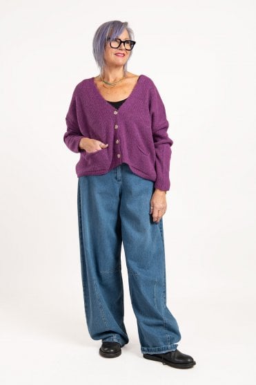 Purple Knitted Cardigan