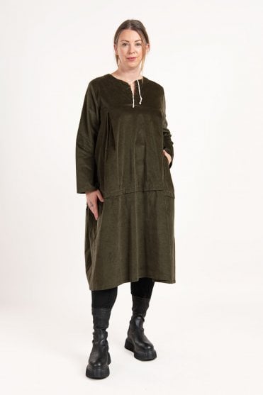 Olive Green Velvet Dress
